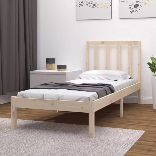 Berkfield Home Small Single Solid Wood Pine Bed Frame, Brown, W: 75 cm, L: 190 cm – 1