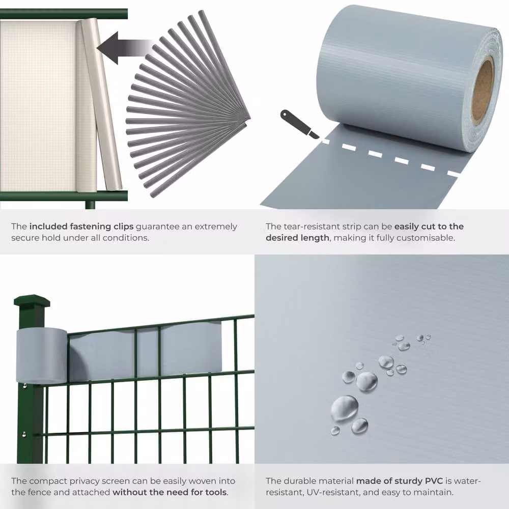 tectake 1 Opaque PVC Privacy Film Strip in Grey – 4