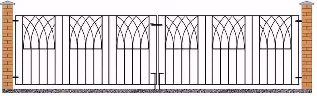 Burbage Iron Craft Abbey Modern Double Driveway Swing Gate in Black, W: 353 cm, H: 81.2 cm