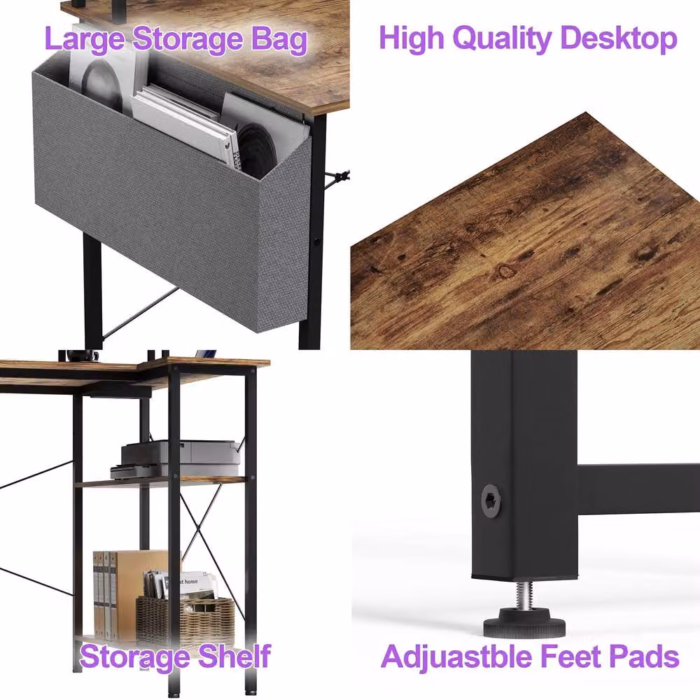 BEXEVUE Brown Wood Gaming Desk with Integrated Channel, W: 120 cm, D: 70 cm – 4