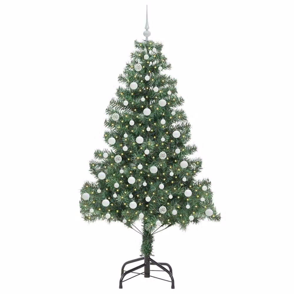 Berkfield Home Green PVC Christmas Tree with 300 LEDs and Stand, Height: 210 cm – 3