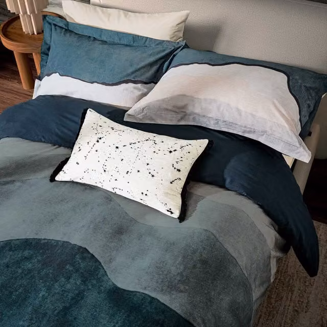 Harlequin Sedimentary Cotton Single Duvet Cover and Pillowcase Set in Blue, 90 x 200 cm