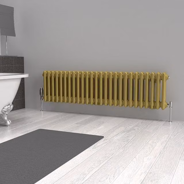 Lux Heat Horizontal Column Radiator in Metallic Gold, 2 Column, W: 119 cm, H: 30 cm