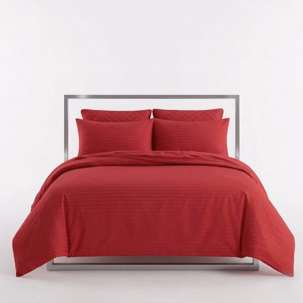 Snug City Red Satin Stripe Cotton Rich Duvet Cover Set, W/D/H: 200 x 200 cm – 2