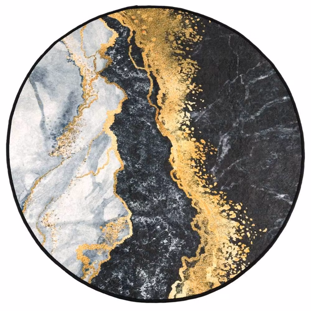 Berkfield Home Washable Abstract Round Rug in Multicolour, Diameter: 120 cm – 1