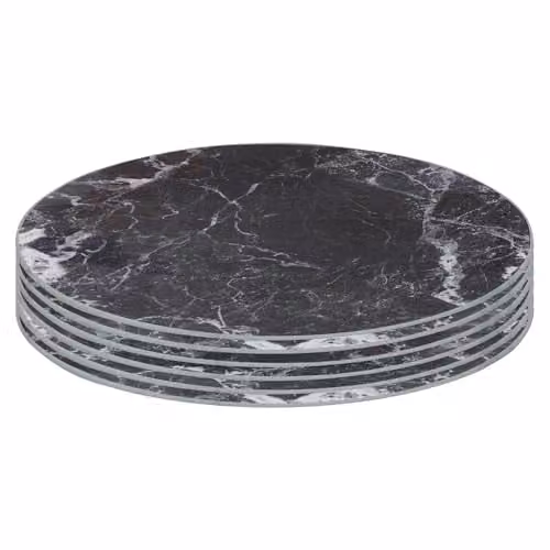 Harbour Housewares Set of 6 Round Black Glass Placemats, Diameter: 30 cm