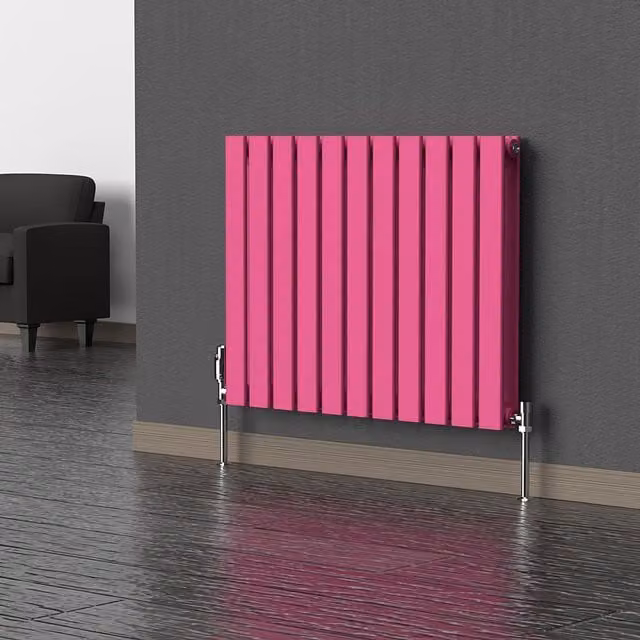 Lux Heat Flat Horizontal Double Steel Radiator in Barbie Pink, W: 60.0 cm, H: 77.0 cm