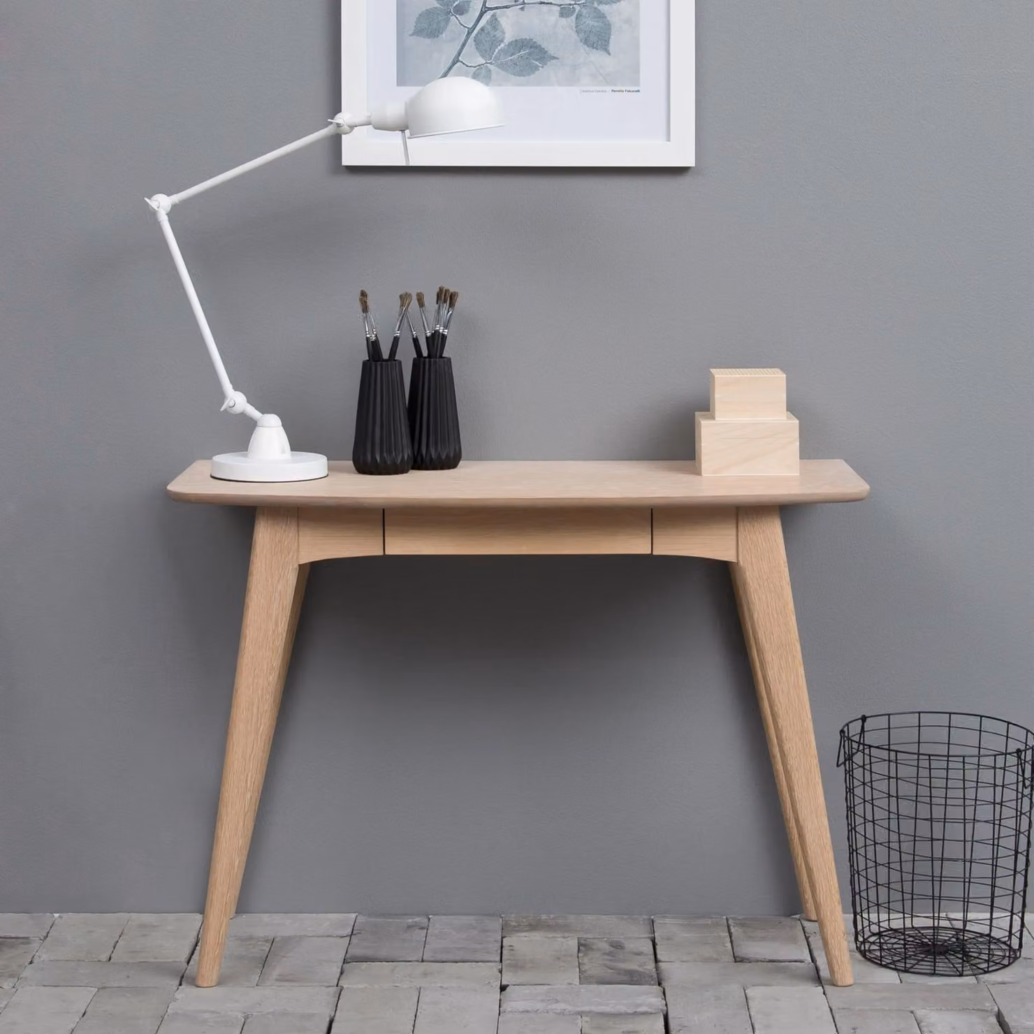 Furniture To Go Woodstock Modern Single Pedestal Writing Desk in Light Oak – 2