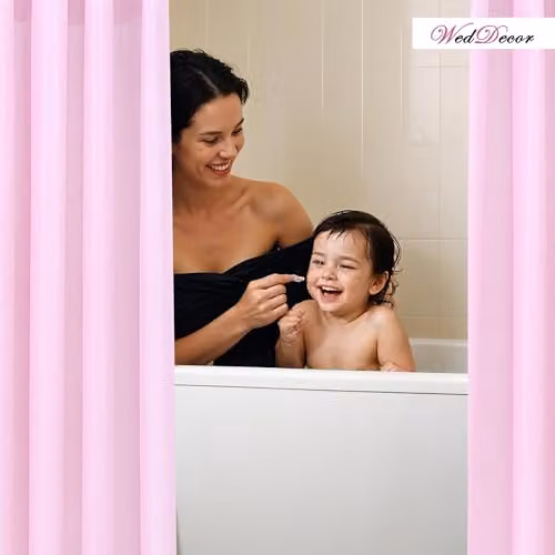 WedDecor Pink PEVA Shower Curtain, Mould and Mildew Resistant, W/D/H: 180 x 180 x 0 cm – 3