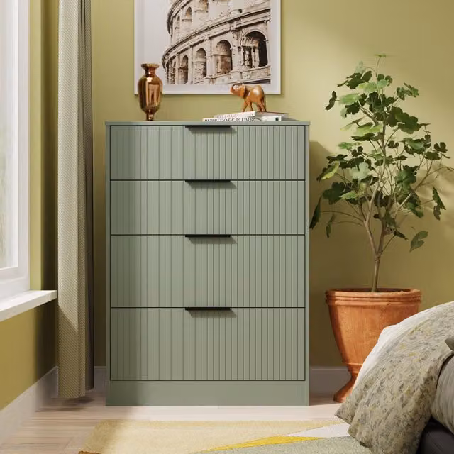 Ready Assembled 2 U Denver 4 Drawer Deep Chest in Pale Green