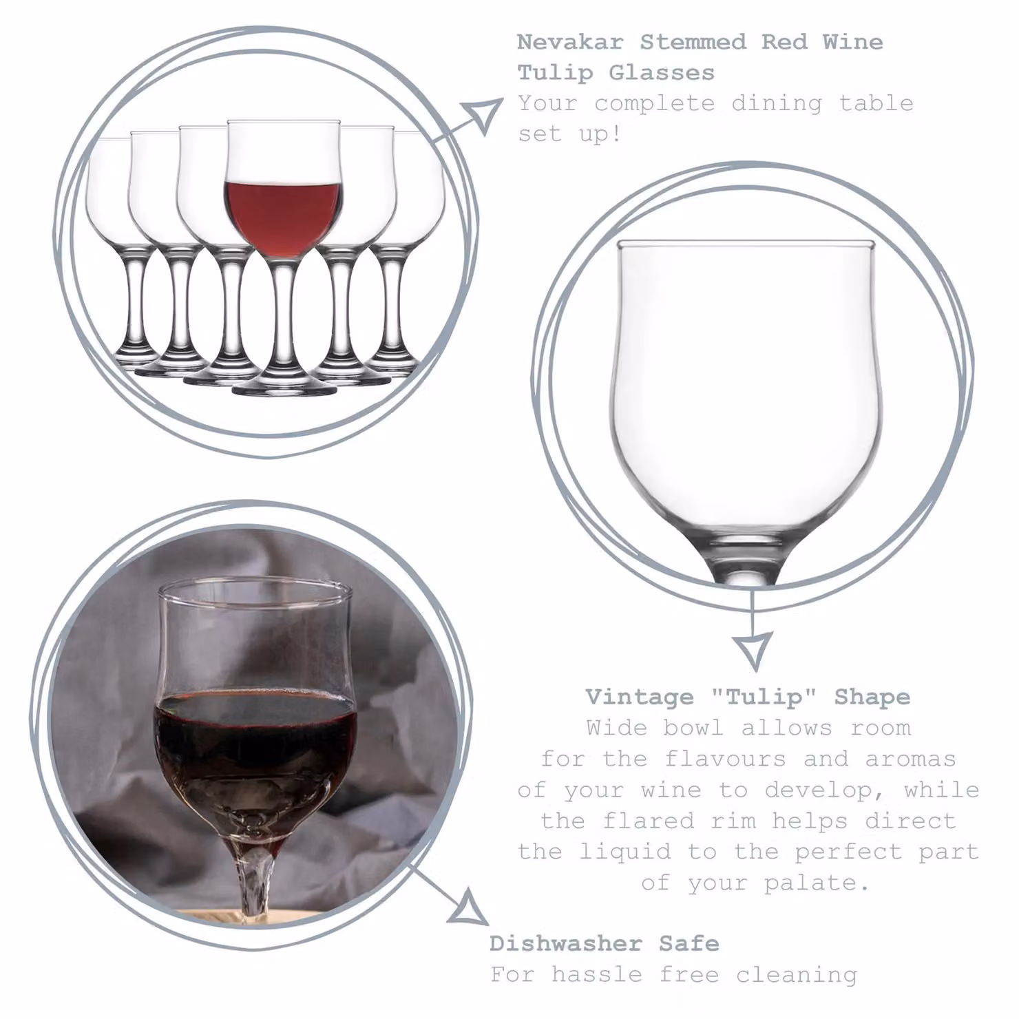 LAV Nevakar Transparent Wine Glasses, 240 ml, Pack of 6 – 2