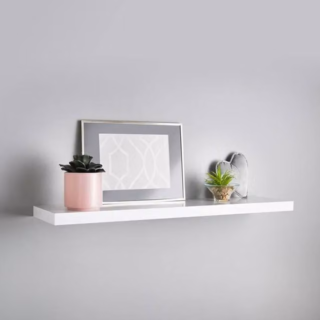 SPOT ON DEALZ White High Gloss Floating Shelf, W: 100 cm, D: 23.5 cm, H: 6 cm – 1
