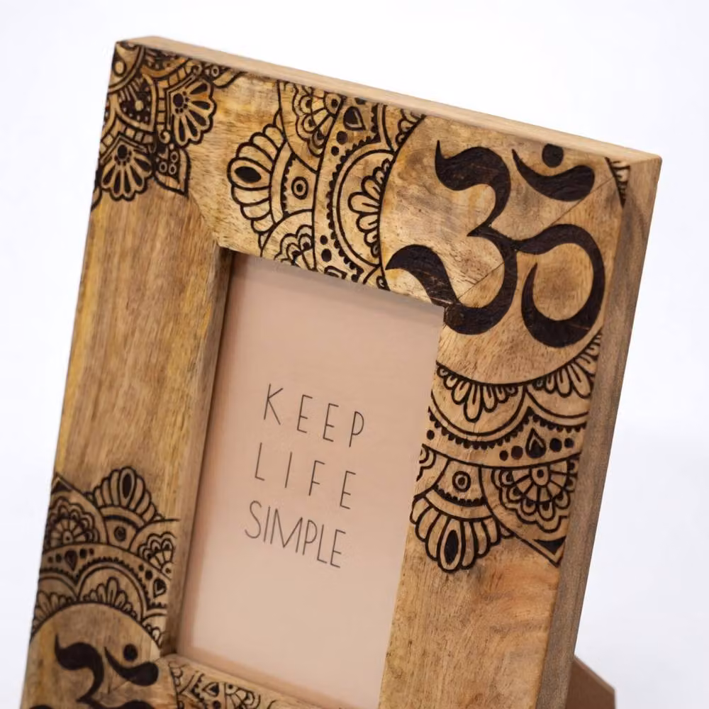 KDMD Ethnic Mango Wood Mandala Picture Frame in Brown for 10x15 cm Photos – 3