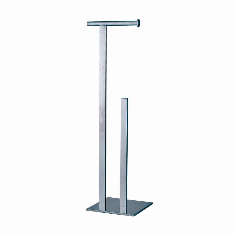 Showerdrape Superbia Chrome Freestanding Toilet Roll and Spare Paper Holder in Silver – 2