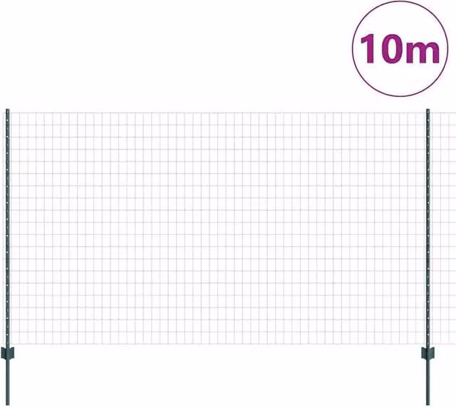 Berkfield Home Green Euro Fence with 5 U Posts, Steel, 1.4 x 10 m