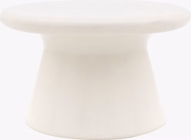 Perch & Parrow Minimalist Round Glossy Coffee Table in Beige and White