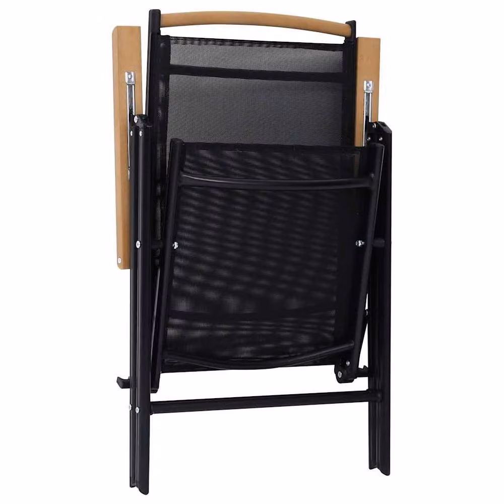 Berkfield Home Set of 6 Folding Garden Chairs in Black Textilene – 5