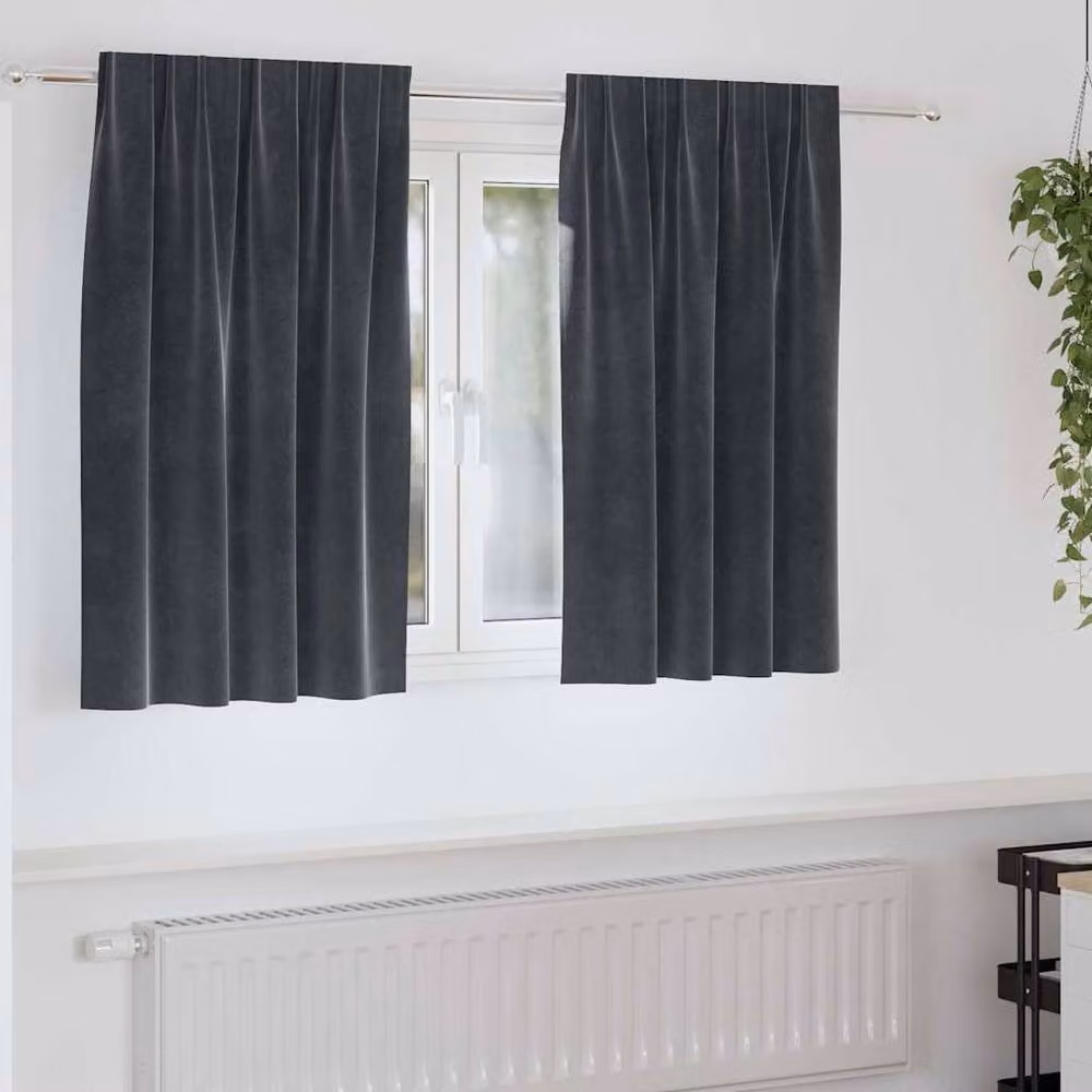 Berkfield Home Elegant Dark Grey Velvet Blackout Curtains with Top Tape, 2 Pack – 2