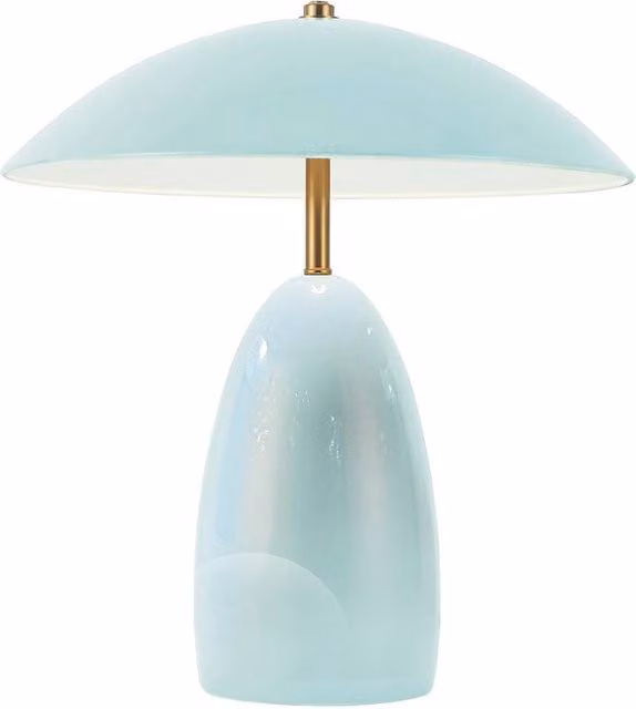 Netlighting Poppy Integrated LED Medium Table Lamp in Blue and Gold/Brass with Warm White 3000K Light – 1