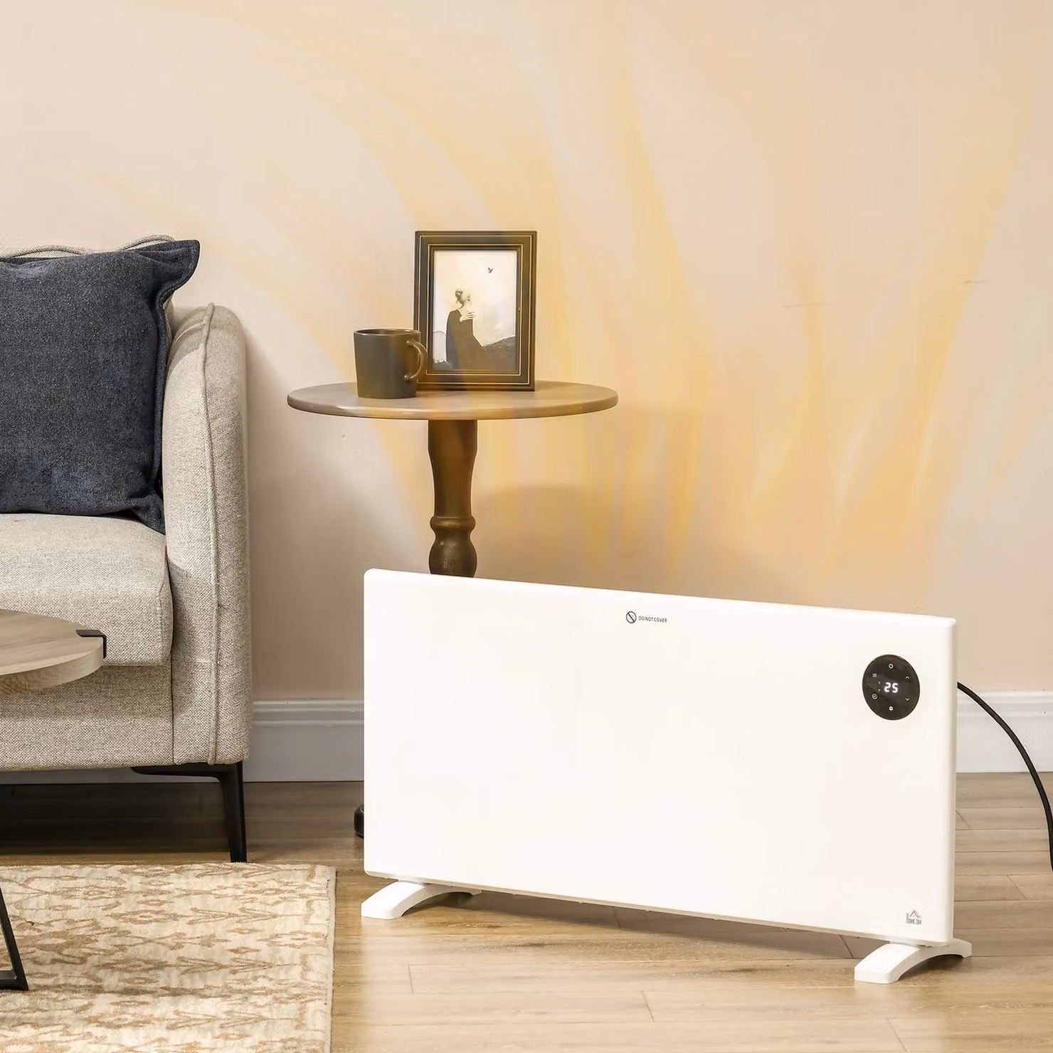 HOMCOM Electric Convector Heater in White with LED Display, Thermostat and Remote Control – 2