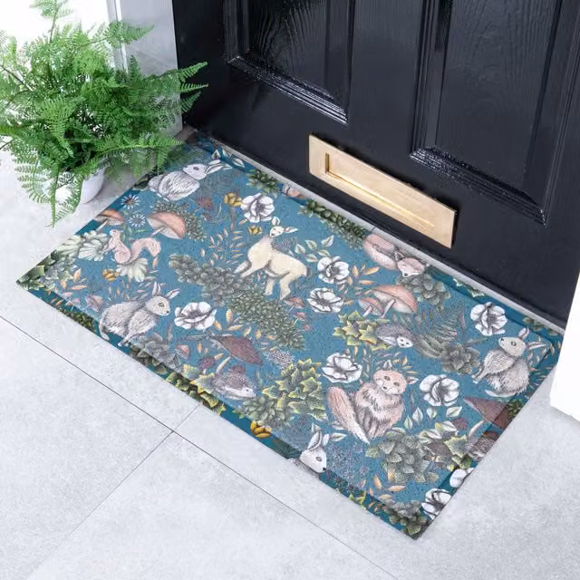 Artsy Mats Into The Woods x Celia Battaini Doormat in White and Multicolour, W/D/H: 70 x 40 cm – 1