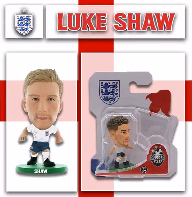 SoccerStarz Luke Shaw England 2022 Version Mini Figure, White, Height: 5 cm