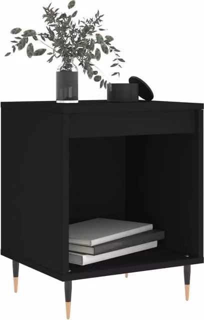 Berkfield Home Modern Bedside Cabinet in Black, W/D/H: 40 x 35 x 50 cm