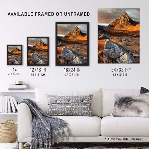 Artery8 Tryfan Mountain Summit Sunset Wales Snowdonia Framed Wall Art Print, Multicolour, H 29.7 cm x W 21.0 cm x D 23.4 cm – 3