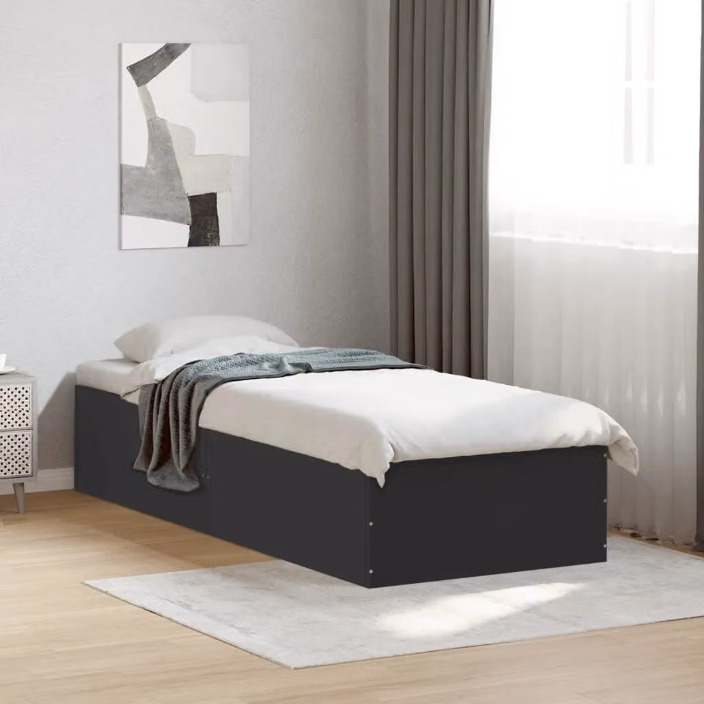 Berkfield Home Single Bed Frame in Black, W/D/H: 90 x 190 cm – 3