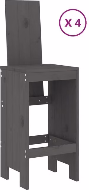 Berkfield Home Beautiful 5 Piece Grey Solid Wood Pine Garden Bar Set