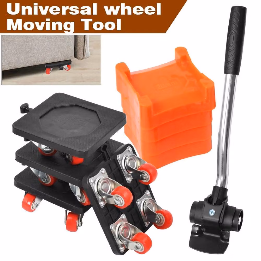 NESTLUNE 9-Piece Heavy Duty Furniture Dolly Moving Tool Set, Black, W: 52 cm, D: 52 cm, H: 32.5 cm – 3