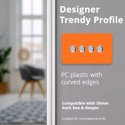 Trendi Switch 4 Gang 1 or 2 Way 150w Rotary LED Dimmer Light Switch in Orange – 3