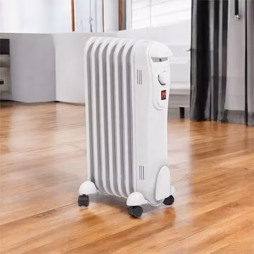 Prem-i-air 1500W White Freestanding Oil-Filled Radiator with Thermostat and Overheat Protection – 2