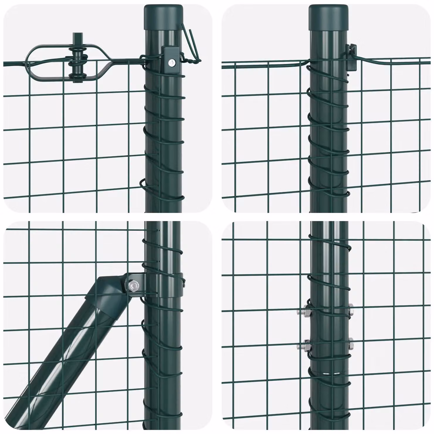 Berkfield Home Green Steel Welded Wire Fence with 7 Flanged Posts, W: 140 cm, L: 10 m – 5