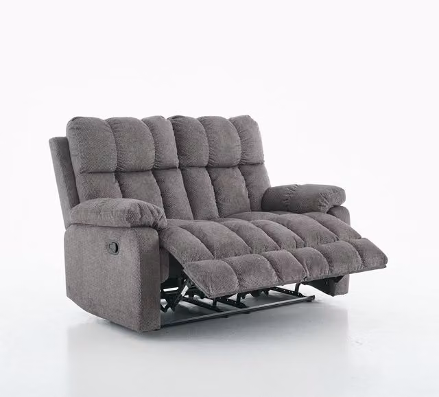 Furniture One Manual Recliner Sofa in Grey, W: 147 cm, D: 95 cm