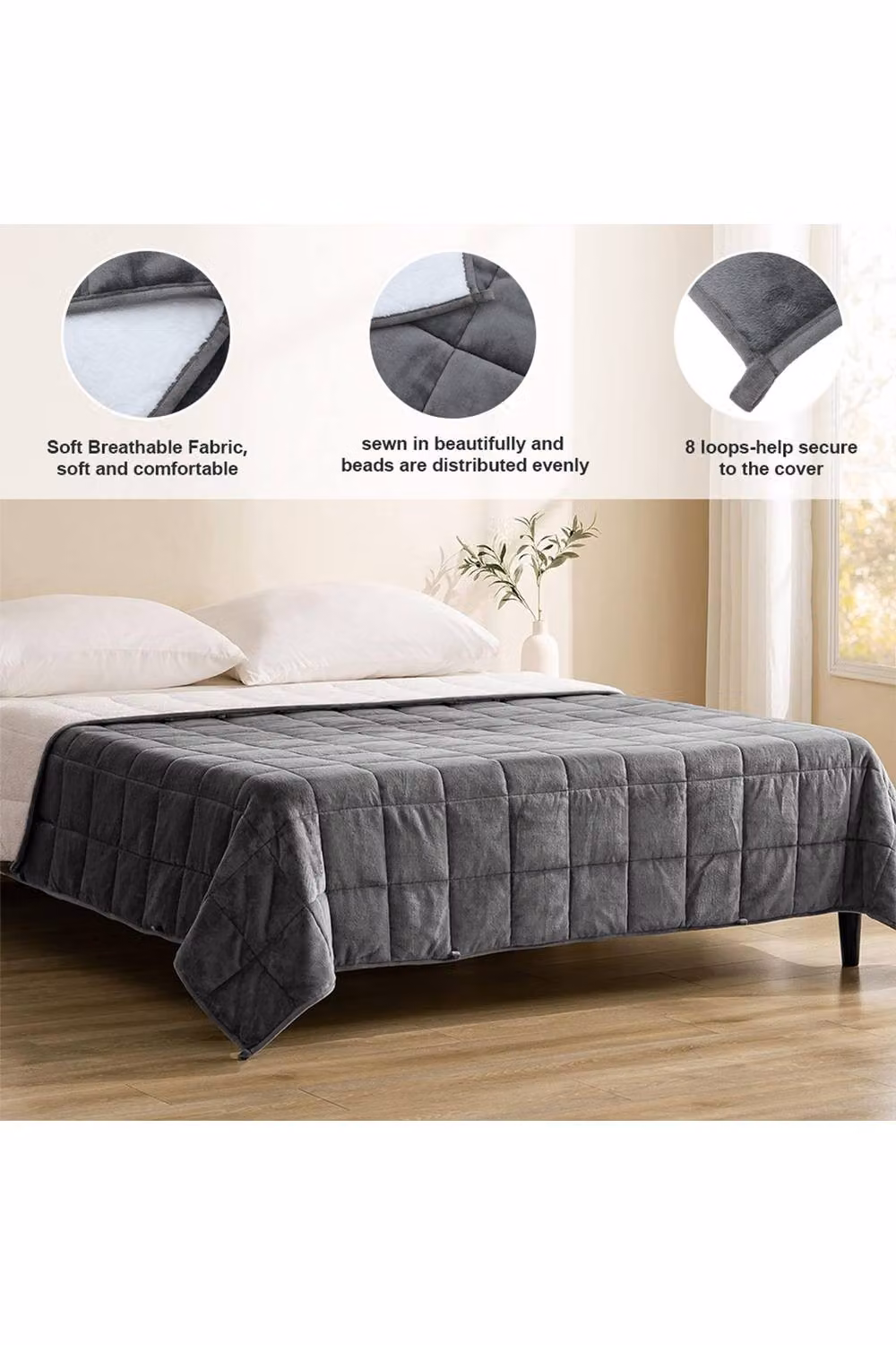 Living and Home Ultra Soft Flannel Heavy Blanket in Grey, W/D/H: 127 x 200 cm – 2