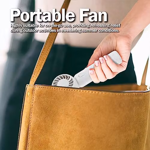 Tanness Mini Portable Handheld USB Rechargeable Fan in White – 3