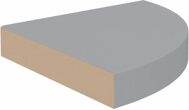 Berkfield Home Durable Floating Corner Shelf, Grey MDF, W/D/H: 25 x 25 x 3.8 cm