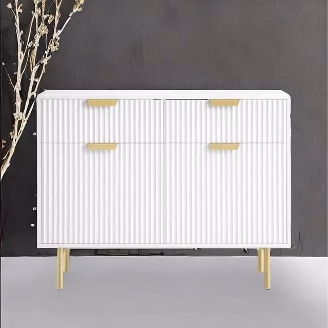 Kosy Koala Vienna Side Cabinet with Metal Legs in White and Gold