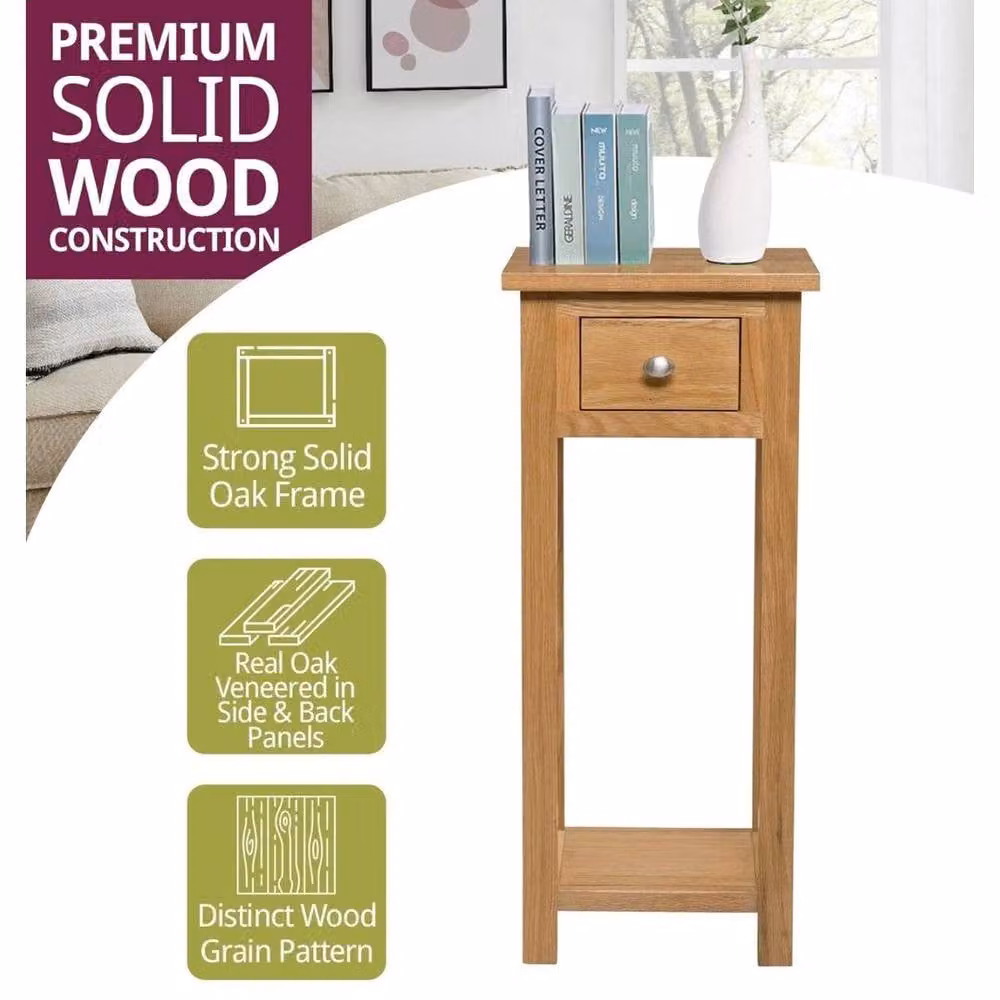 FORGEVIO Small Solid Wood Console Table in Light Oak – 4