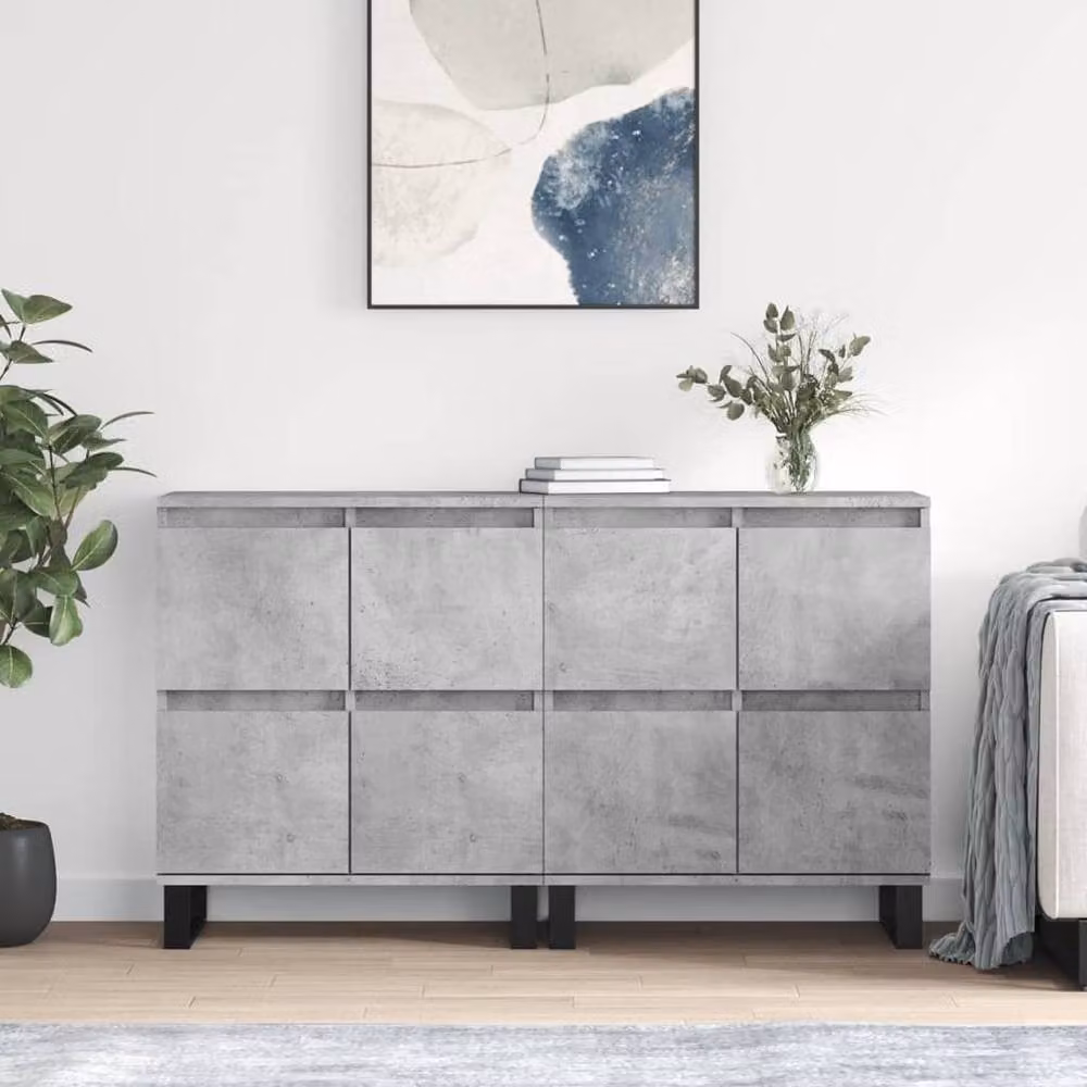 Berkfield Home Set of 2 Classic Sideboards in Concrete Grey Matt MDF – 2