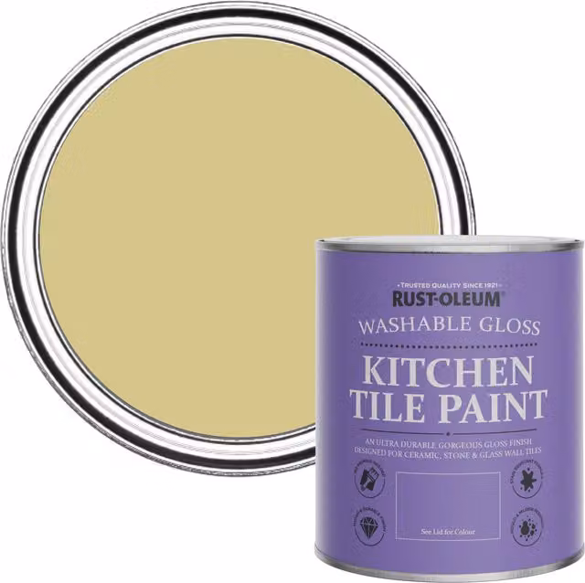 Rust-Oleum Water-Based Kitchen Tile Paint in Gloss Finish, Wasabi Green/Yellow, 0.75 l