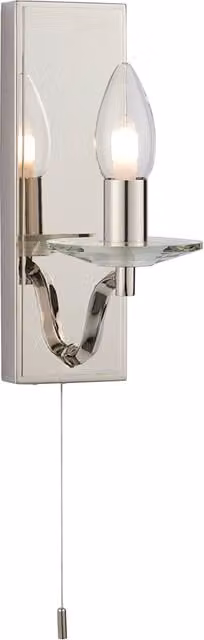 Perch & Parrow Serena Clear Crystal Bathroom Wall Light in Silver and Transparent