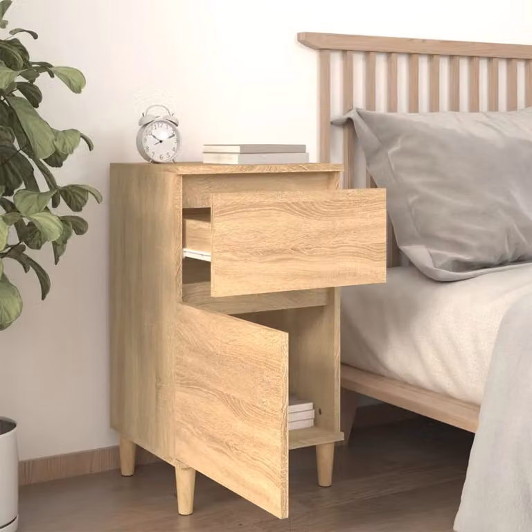 Berkfield Home Set of 2 Sonoma Oak Bedside Cabinets in Brown, W/D/H: 40 x 35 x 70 cm