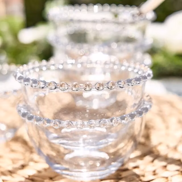 Dibor Bella Perle Set of 2 Clear Glass Dessert and Trifle Bowls, H7 x W13 cm