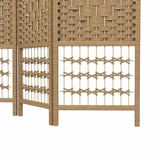 HOMCOM 4 Panel Folding Room Divider Privacy Screen, Natural Wood, W/H: 160 x 170 cm – 5
