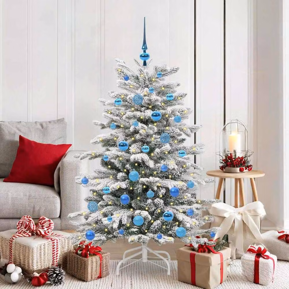 Berkfield Home Elegant Artificial Hinged Christmas Tree, White, Height: 150 cm – 2