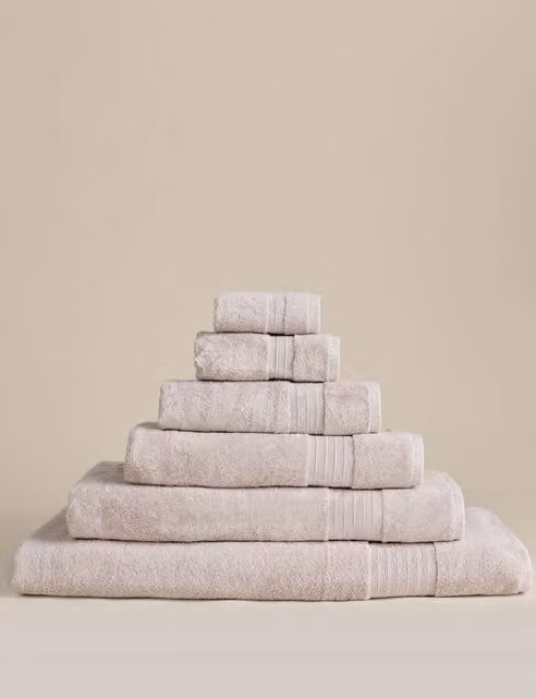 M&S Egyptian Cotton Fluffy Quick Drying Towel in Beige