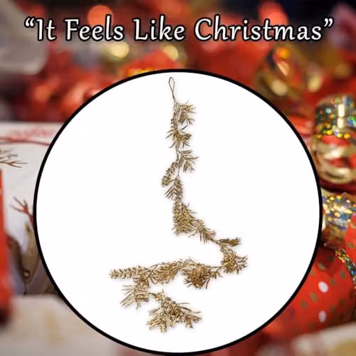 VFM e-Store Gold Glitter Leaves Christmas Garland Decoration – 6