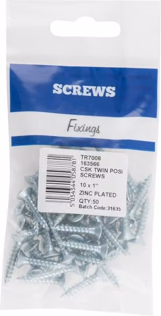 Hiatt Silver Galvanised Countersunk Twin Pozidriv Wood Screws, Length: 2.54 cm, Quantity: 50